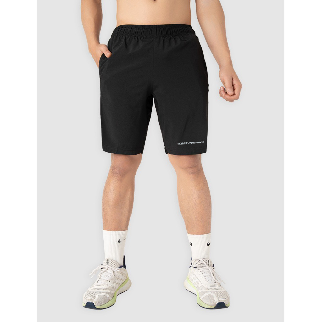 Quần short thể thao, quần đùi nam tập gym vải gió thoáng mát logo mặc trước và sau quần ép phản quang