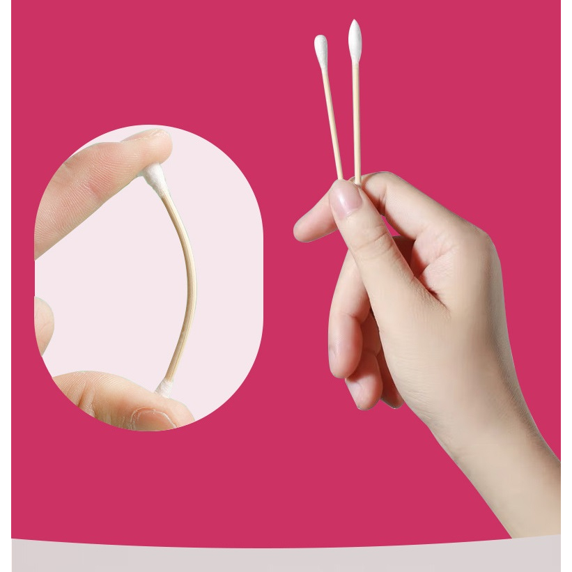 Hộp 300 Tăm Bông Ngoáy Tai 2 Đầu Vệ Sinh Tai, Mũi Kháng Khuẩn  - Bông Lấy Ráy Tai