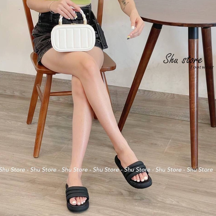 Shu Store | Dép quai ngang dép đế bằng 3cm quai phồng mang êm chân thời trang nữ