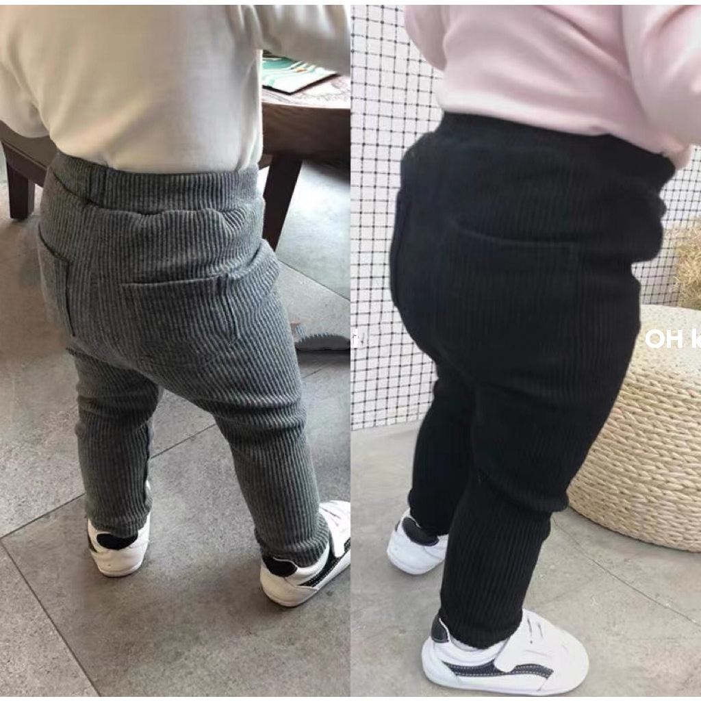 Quần dài bé trai, quần dài bé gái, quần chất thun tăm có túi sau cho bé