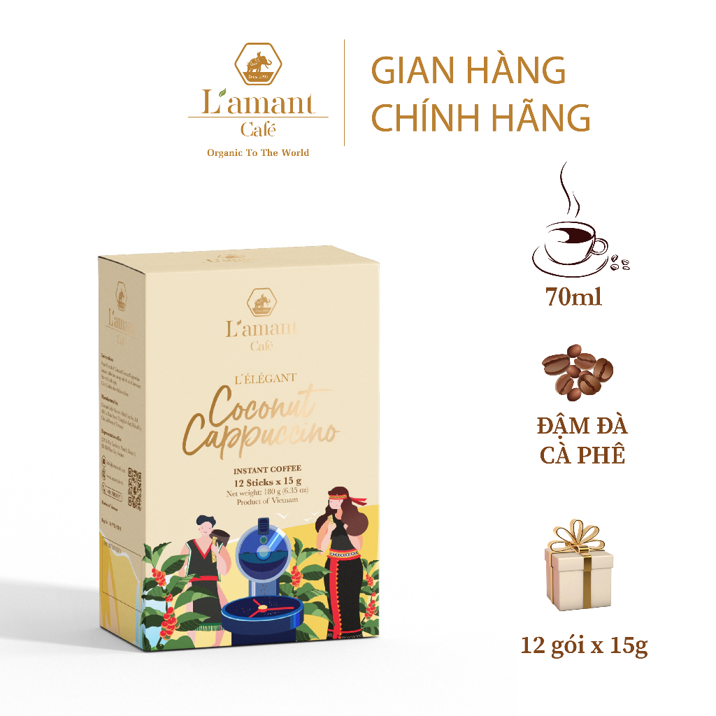 Combo 02 hộp Coconut Cappuccino (Hộp 180g - 12 gói)