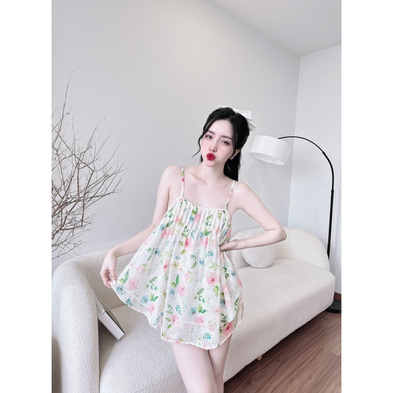 BỘ ĐŨI TƠ THÊU XẾP LY SIZE 45-65KG, ĐỒ NGỦ 2 DÂY SEXY, GỢI CẢM