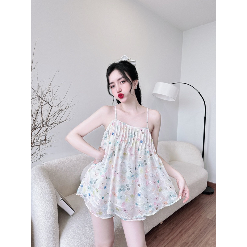 BỘ ĐŨI TƠ THÊU XẾP LY SIZE 45-65KG, ĐỒ NGỦ 2 DÂY SEXY, GỢI CẢM