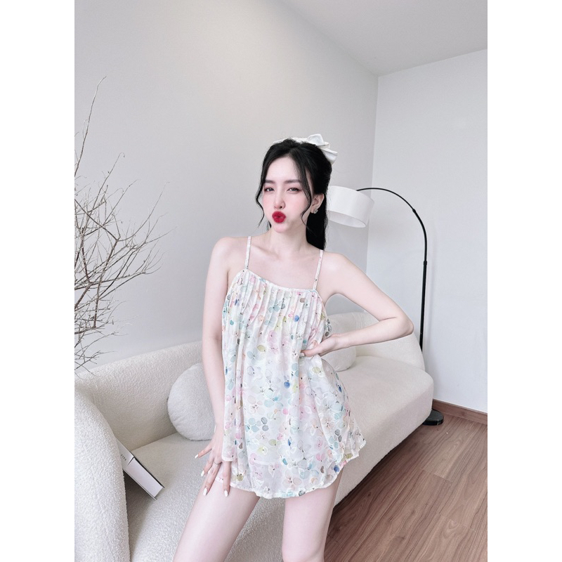BỘ ĐŨI TƠ THÊU XẾP LY SIZE 45-65KG, ĐỒ NGỦ 2 DÂY SEXY, GỢI CẢM