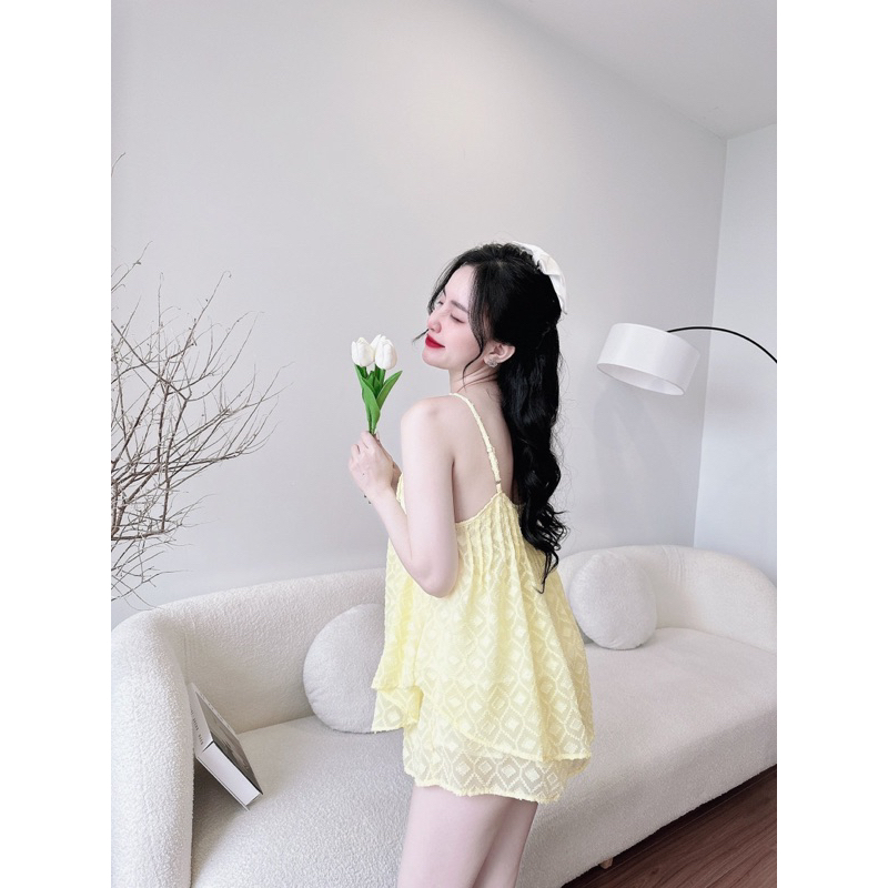 BỘ ĐŨI TƠ THÊU XẾP LY SIZE 45-65KG, ĐỒ NGỦ 2 DÂY SEXY, GỢI CẢM