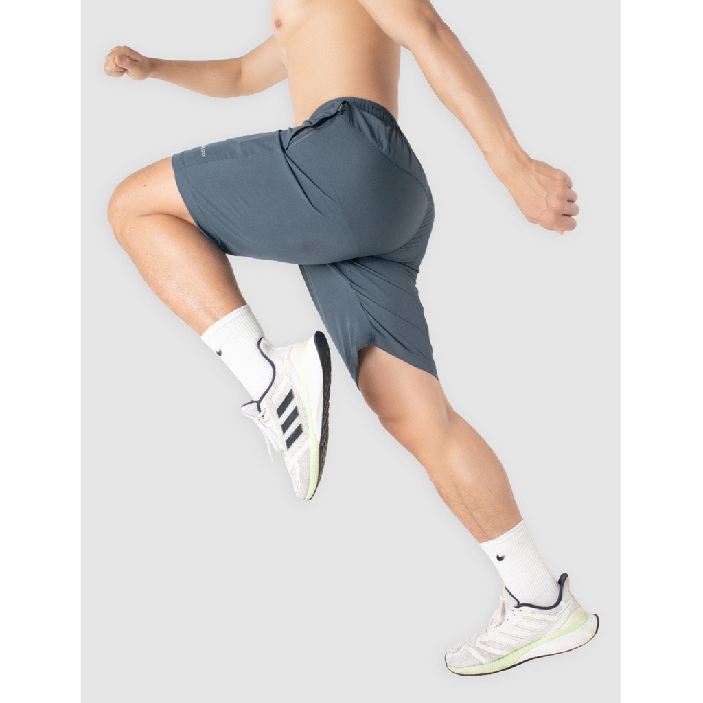 Quần short thể thao, quần đùi nam tập gym vải gió thoáng mát logo mặc trước và sau quần ép phản quang