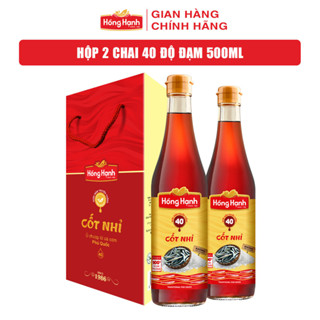Hộp 2 chai Nước mắm Truyền thống Phú Quốc Hồng Hạnh Cốt Nhỉ 40 độ đạm 500ML - Chấm sống tuyệt ngon