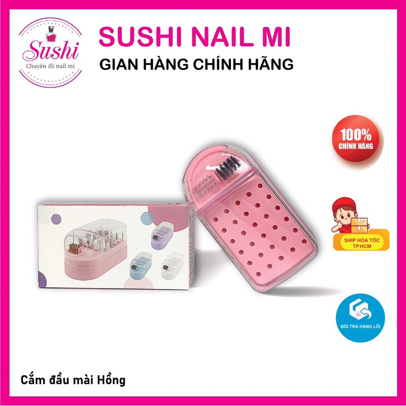 Hộp cắm đầu mài có kèm bàn chải tiện dụng cho nail - Sushi nail mi