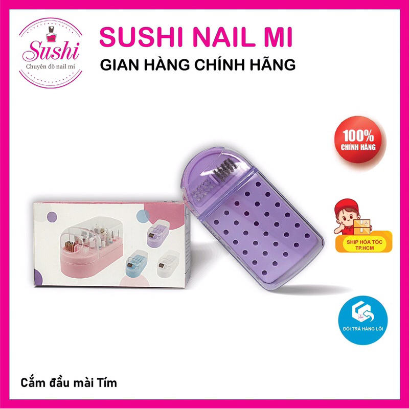 Hộp cắm đầu mài có kèm bàn chải tiện dụng cho nail - Sushi nail mi