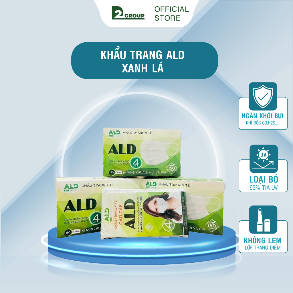 Khẩu Trang Y Tế 4 Lớp Cao Cấp Chính Hãng Ald Phòng Chống Tia Uv Hộp 50 Chiếc - D2 Group