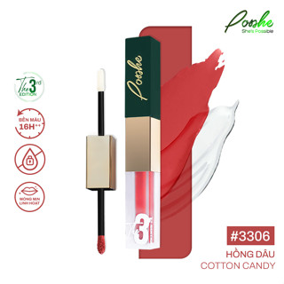 Son Lì POSSHE (Everlasting) Màu HỒNG DÂU 3306 - Son 2 Đầu Siêu Bền Chứa Gel Khóa Son Lâu Trôi 16h