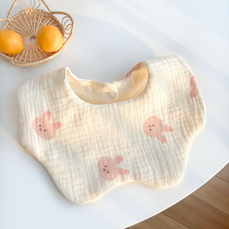 Yếm tròn vải xô muslin xoay 360 giữ ấm thấm dãi cho bé