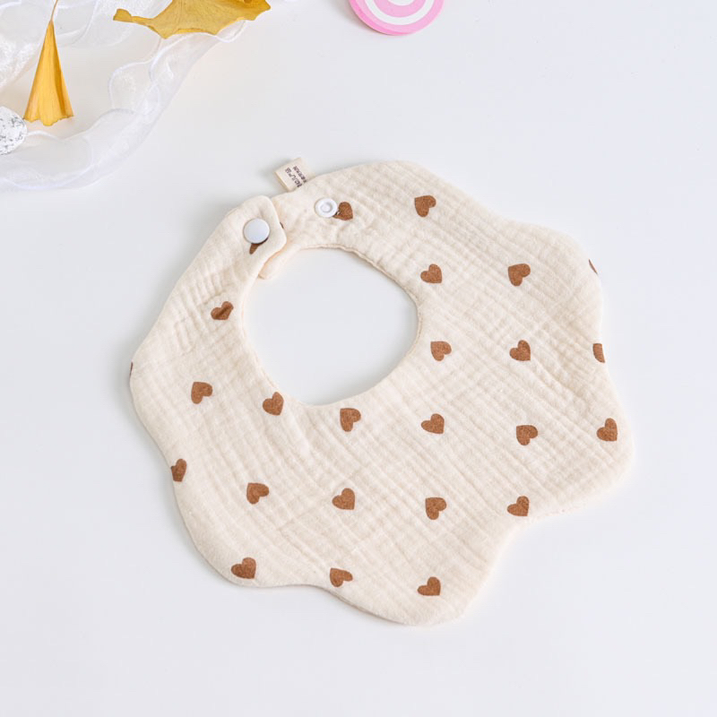 Yếm tròn vải xô muslin xoay 360 giữ ấm thấm dãi cho bé