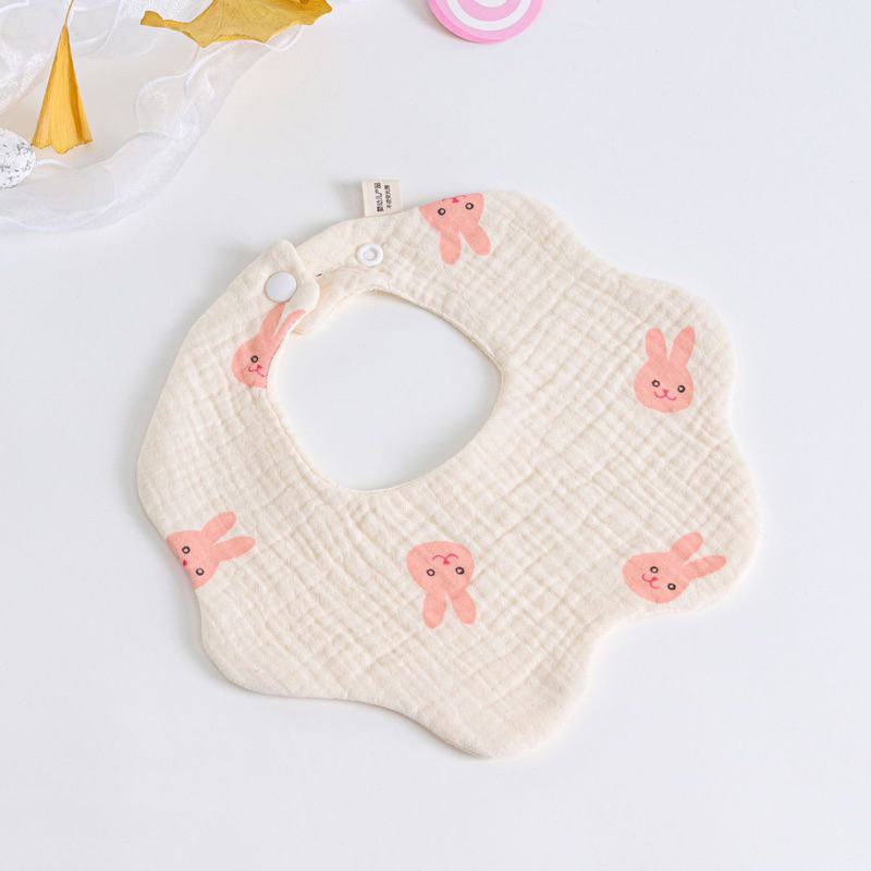 Yếm tròn vải xô muslin xoay 360 giữ ấm thấm dãi cho bé