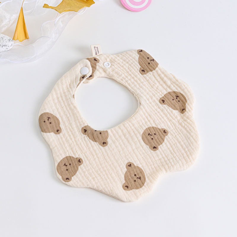 Yếm tròn vải xô muslin xoay 360 giữ ấm thấm dãi cho bé