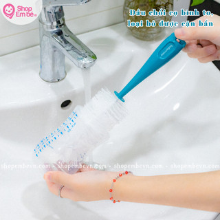 Chổi cọ bình và núm ty babymoov màu xanh