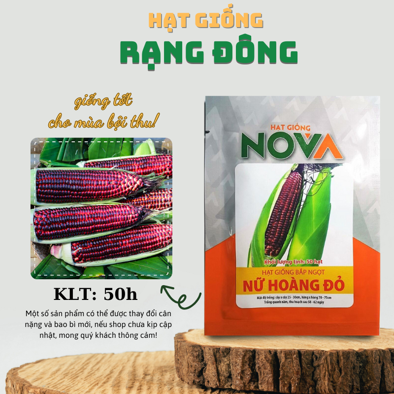 Hạt giống Bắp Nữ Hoàng Đỏ ăn sống, trồng quanh năm (Gói 50 hạt) - Hạt giống NOVA