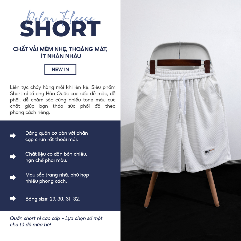 Quần short nỉ Nam Nữ UNISEX Grayhomme chất nỉ Knit CRAB, Quần đùi unisex ống suông nam nữ dày dặn BSN003