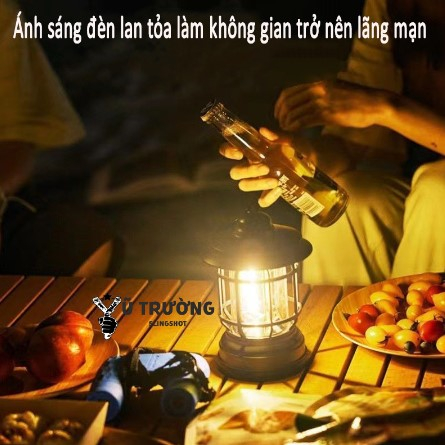 Đèn Cắm Trại Dã Ngoại Du lịch Dùng Pin Sạc USB Tích Điện 1200mAh, Ánh Sáng Vàng Ấm Trang Trí Lều Trại - DCP10