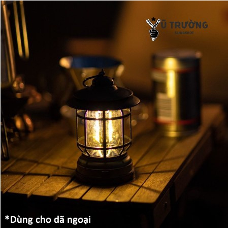 Đèn Cắm Trại Dã Ngoại Du lịch Dùng Pin Sạc USB Tích Điện 1200mAh, Ánh Sáng Vàng Ấm Trang Trí Lều Trại - DCP10