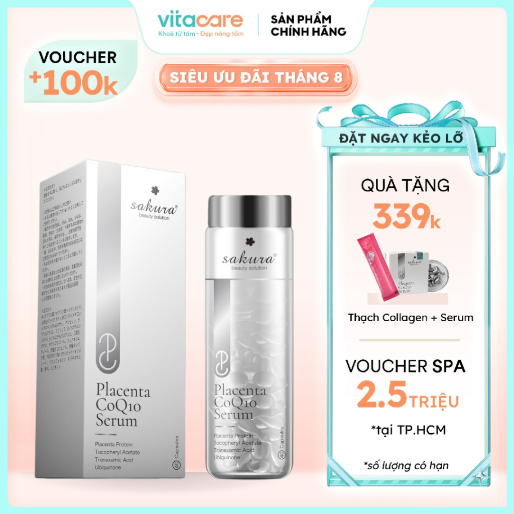 Serum dưỡng trắng da nhau thai cừu Sakura Sheep Placenta CoQ10 - Serum chống lão hoá da, dưỡng ẩm da mặt