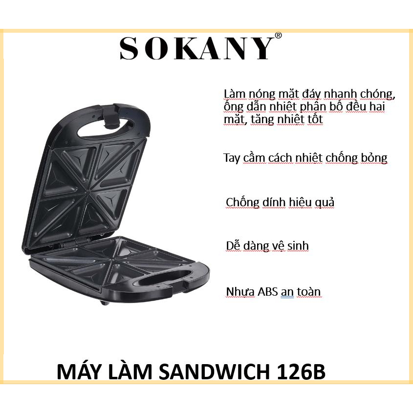 Máy Làm Bánh Sandwich Khuôn Tám Bánh sokany-126B