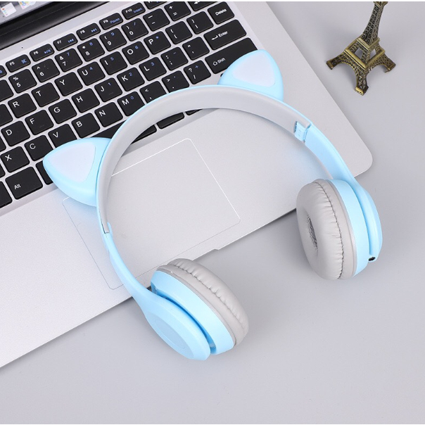 Tai nghe bluetooth tai mèo P47M tai mèo dễ thương có micrô / âm trầm mạnh , bảo hành 12 tháng