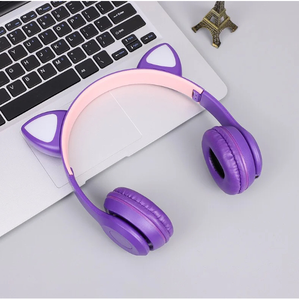 Tai nghe bluetooth tai mèo P47M tai mèo dễ thương có micrô / âm trầm mạnh , bảo hành 12 tháng