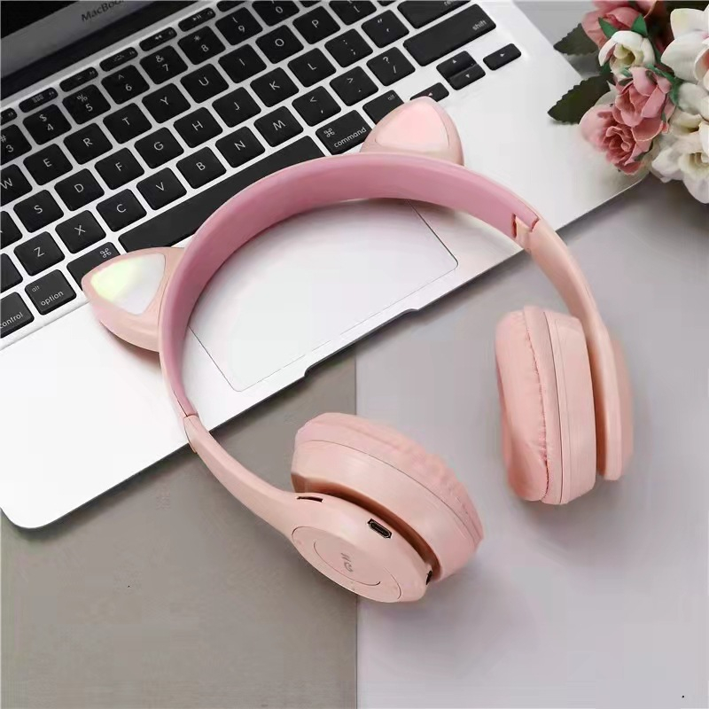 Tai nghe bluetooth tai mèo P47M tai mèo dễ thương có micrô / âm trầm mạnh , bảo hành 12 tháng