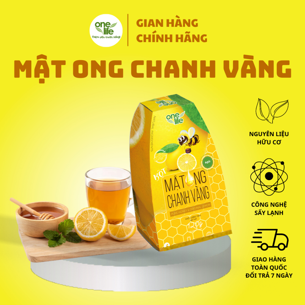 [Mua nhiều giảm giá] Hộp 6 gói Bột Mật Ong Chanh Vàng ONELIFE hòa tan uống liền nguyên chất, giảm cân, không đường