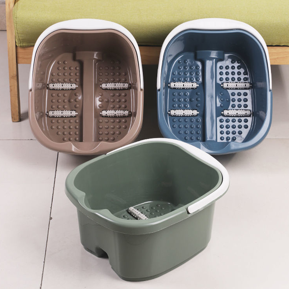 Chậu Ngâm Chân Có Con Lăn Massage Bàn Chân, Thùng Nhựa Ngâm Chân Có Quai Xách, Giúp Lưu Thông Khí Huyết, Giảm Đau Nhức