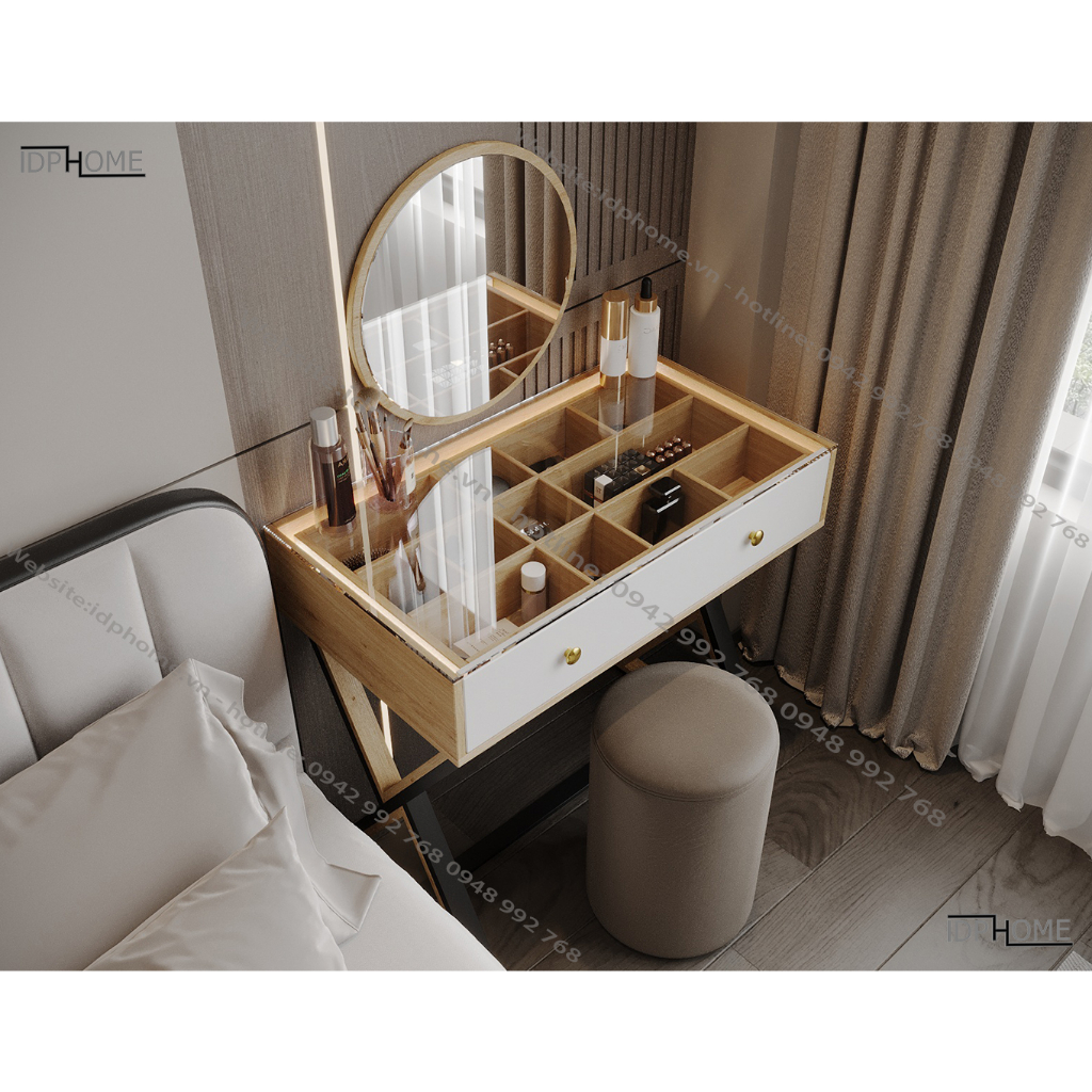 Bàn trang điểm gỗ cn kết hợp chân sắt độc đáo BP6814