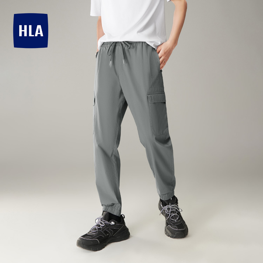 HLA - Quần jogger nam túi hộp lưng dây rút vải co giãn cao cấp Elastic drawstring dynamic jogger pants