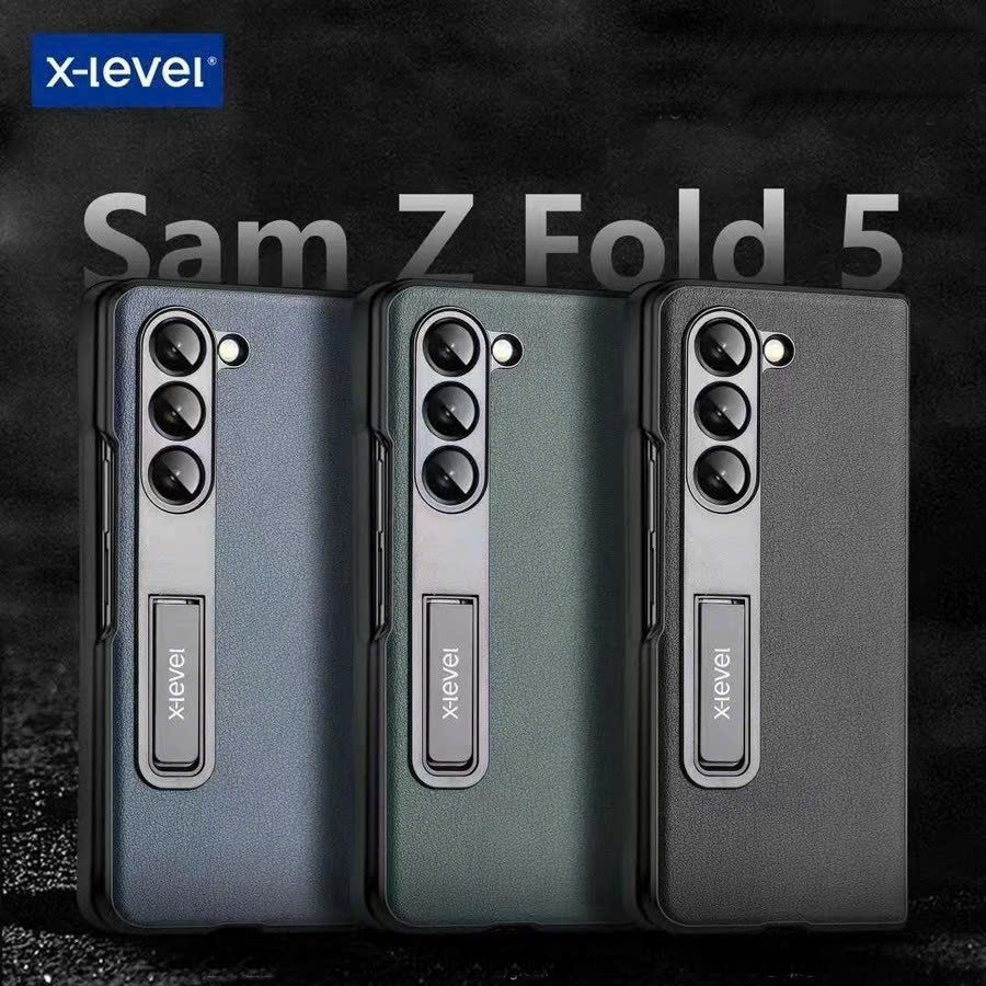 Ốp Lưng da kèm kệ đỡ X-Level Leather Case cho Samsung Galaxy Z Fold 5 / Fold 4