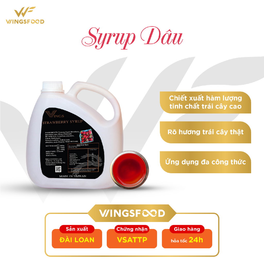 Strawberry Syrup - Siro Dâu Wings (Can 2,5kg)