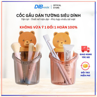 (HCM-Xả Kho) Cốc đựng bàn chải kem đánh răng hình gấu cute gắn tường từ DIB