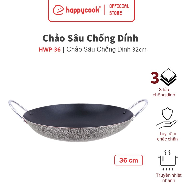 Chảo Sâu Chống Dính 32, 34, 36cm HAPPYCOOK