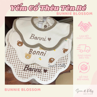 [ẢNH THẬT]  Yếm  THÊU TÊN Bé Theo Yêu Cầu Hàn Quốc Yếm Cổ Ngắn (Bunnie Blossom Chính Hãng)