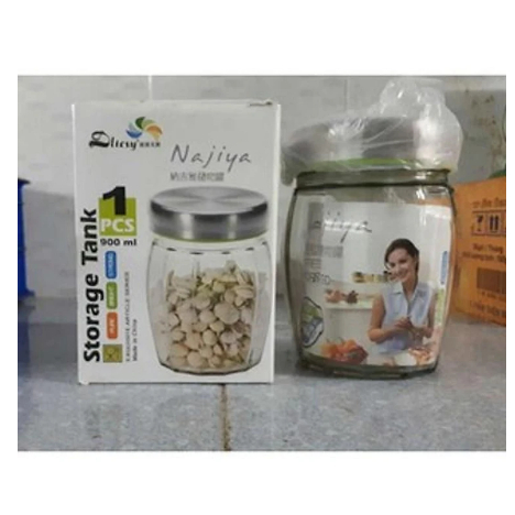 Hũ thủy tinh bầu dục nắp inox siêu dày cao cấp