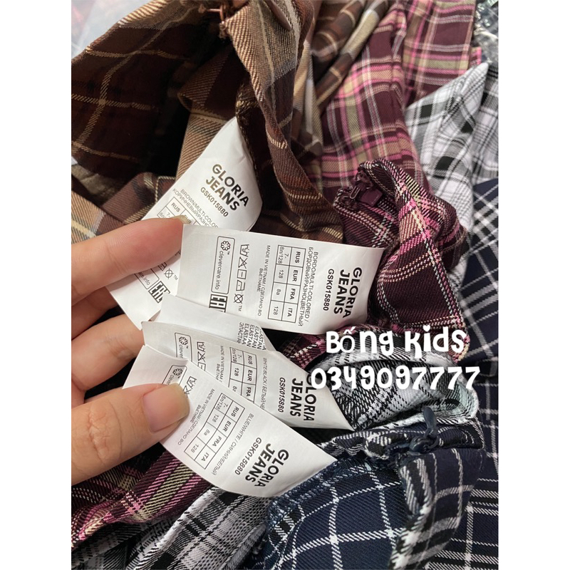 Chân Váy Bé Gái Xếp Ly Kẻ Ô Séc Bên Chìm GÊ