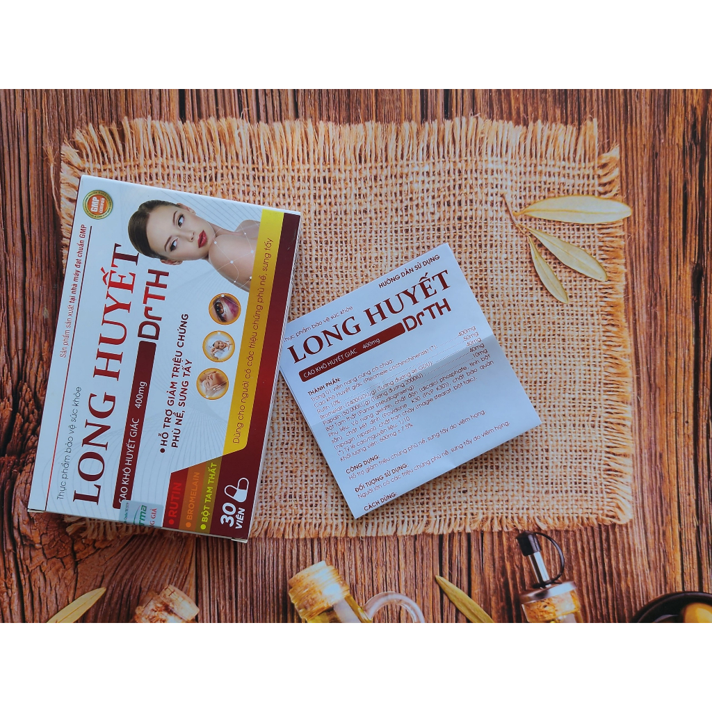 Viên Uống Long Huyết DrTH – Hỗ Trợ Giảm Triệu Chứng Phù Nề, Sưng Tấy, Làm Tan Bầm Tím, Nhanh Lành Vết Thương Hộp 30 Viê