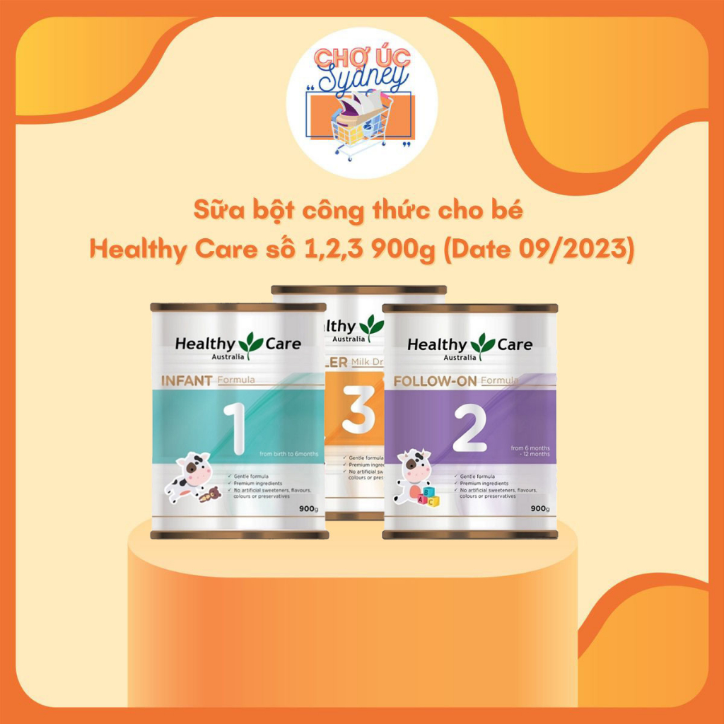 Sữa bột công thức Healthy Care Infant/Followon/Toddler 900g Úc số 1,2,3 giúp bé tăng cân,chiều cao,thông minh
