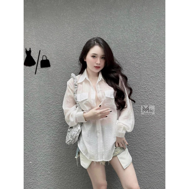 Áo Sơ Mi Đũi Trơn Dài Tay 2 Túi Hộp Mỏng Nhẹ Sexy Chất Mềm Mát