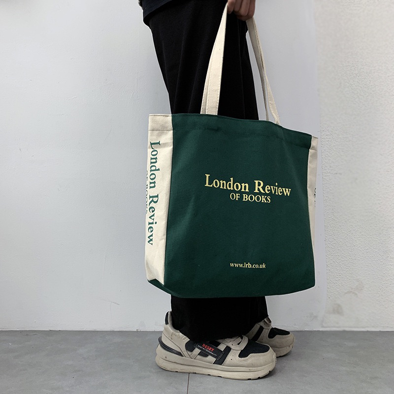 Túi tote vải LONDON REVIEWS đeo vai đi học Vintage Style 2023