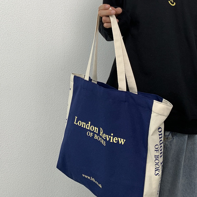 Túi tote vải LONDON REVIEWS đeo vai đi học Vintage Style 2023
