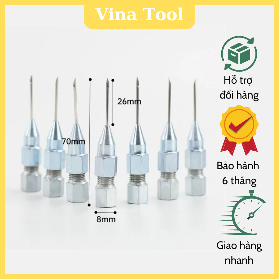 Đầu Bơm Mỡ Kim, Đầu Kim Bơm Mỡ Bò, Bơm Mỡ Bôi Trơn Khe Rãnh Hẹp, Đầu Bơm Thép Không Gỉ