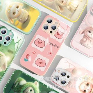 Ốp iphone mặt lưng kính hoạt hình heo hồng cute cho iphone 14 13 12 11 Pro Max X XS XR 6 6s plus 7 8 plus ốp kính k002