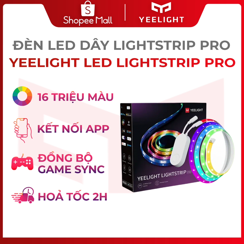 Đèn led dây thông minh Yeelight Lightstrip Pro 2022 đèn 16 triệu màu, có tương thích Homekit YLDD005 - Bh 12 tháng