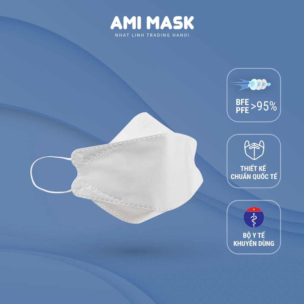[10 chiếc] Khẩu trang y tế AMI KF94 Mask 4 lớp, kiểu dáng khẩu trang KF94 ôm gọn kháng khuẩn