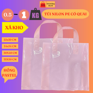 Túi Bóng Đựng Hàng Tuinilon PE Ép Quai Hồng Pastel Dẻo Dai Không Thấm Nước Cho Shop Thời Trang Quần Áo Mỹ Phẩm Cao Cấp